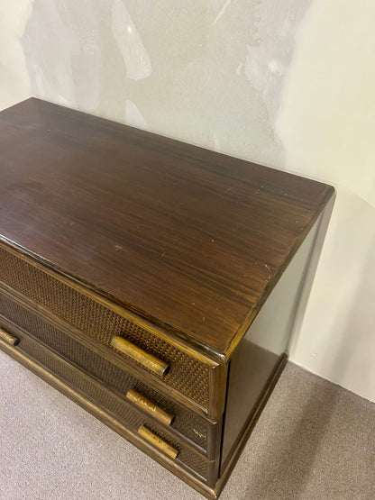 Vintage Rattan Bambus Kommode 3 Schubladen