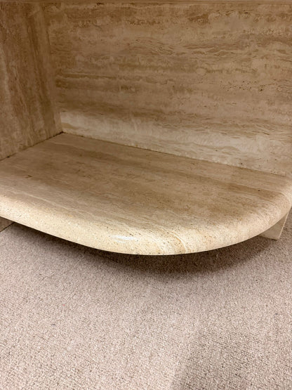 Italienischer Travertin Beistelltisch Naturstein Couchtisch