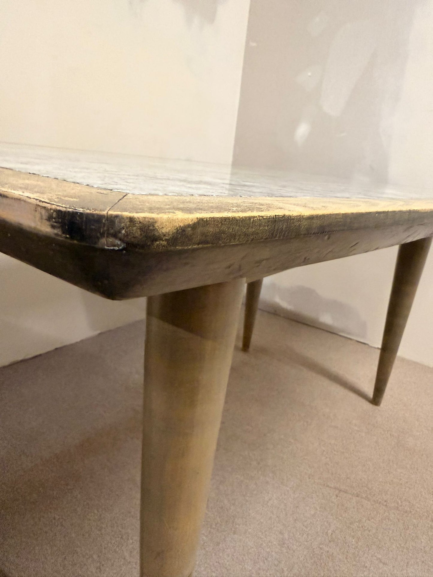 Vintage Esstisch aus Holz mit Granitplatte 60`s Design Tisch