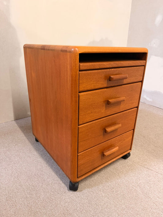 Vintage Teakholz Rollcontainer mit 4 Schubladen 1 Ablagefach