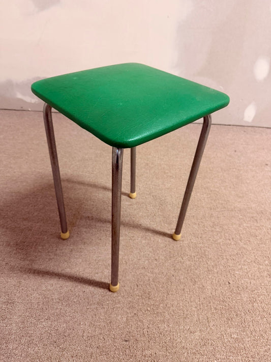 60-70er Vintage Tabourettli Hocker Sitzfläche in Grün