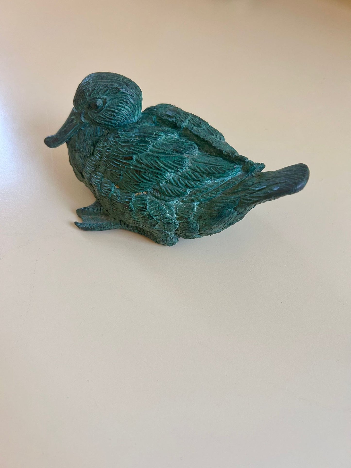 Vintage Deko-Ente aus Bronze in Grün, für Haus oder Garten