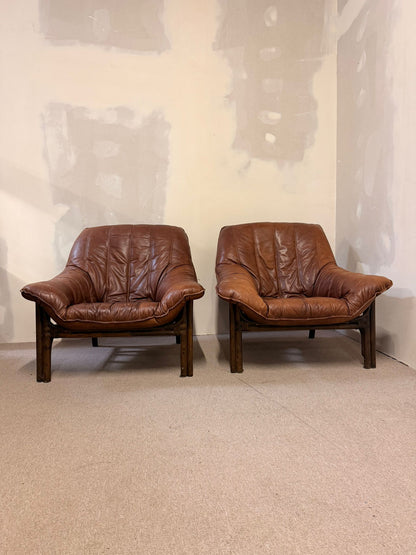 Vintage Sessel aus Leder mit Bambusgestell aus den 60er