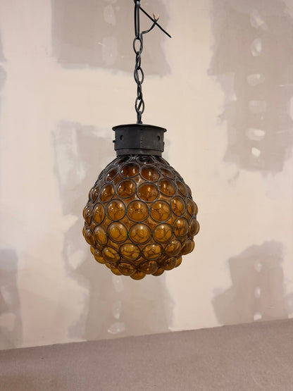 Italienische Design Hängelampe bernsteinfarbenem Muranoglas