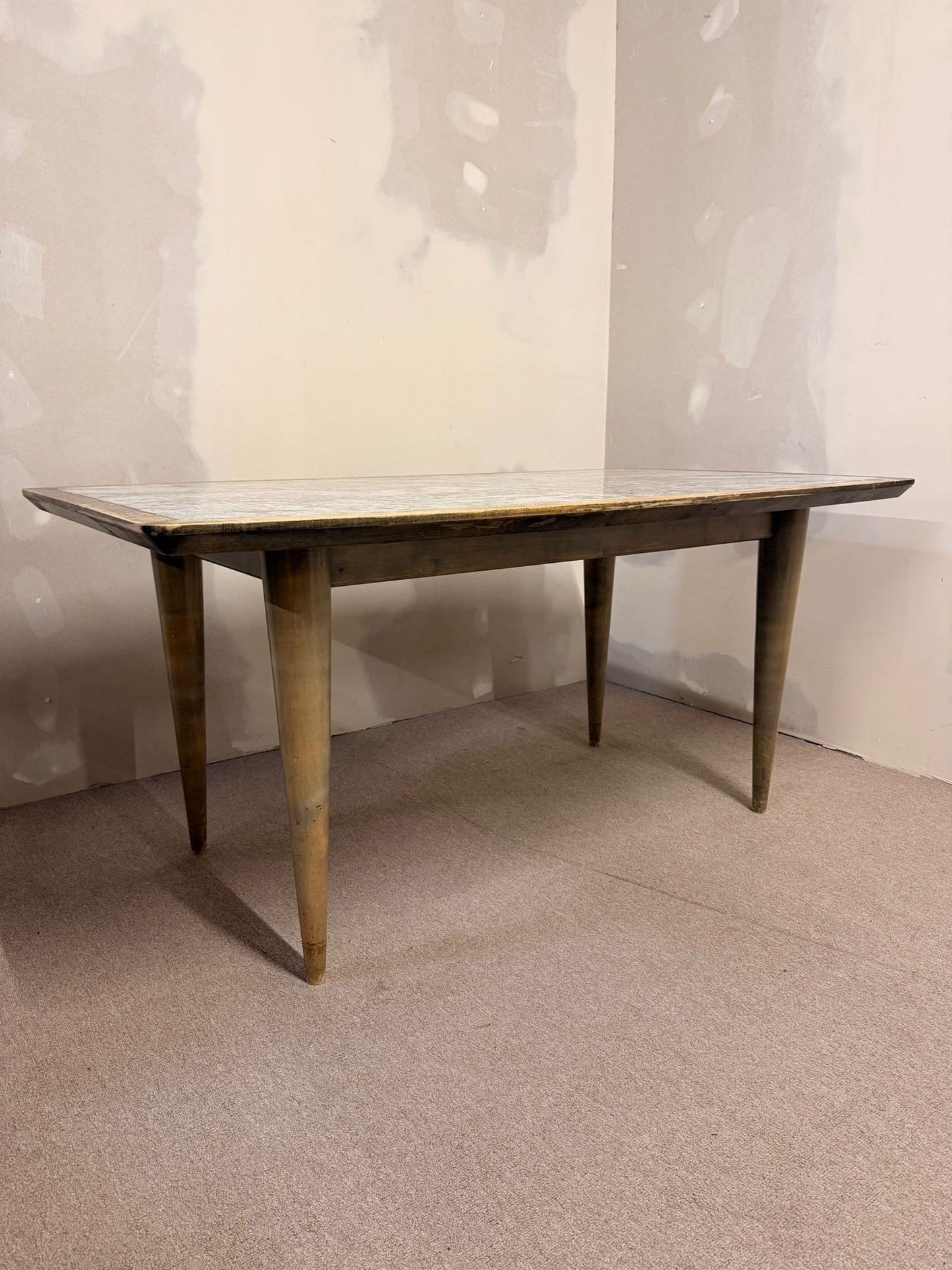 Vintage Esstisch aus Holz mit Granitplatte 60`s Design Tisch