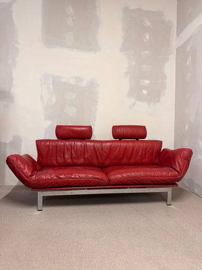 Rotes De Sede DS-140 Zweisitzer Sofa aus Leder