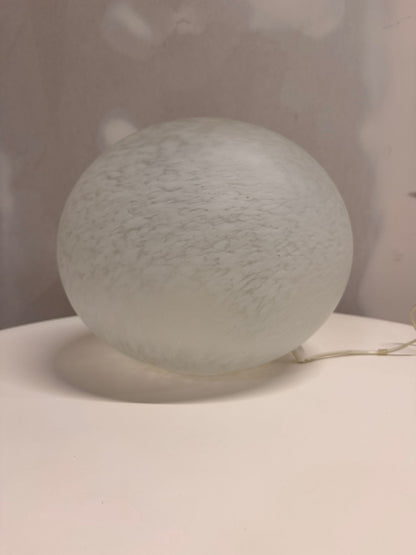 Italienische Caillou-Lampe weisses gesprenkeltes Glas 80`s