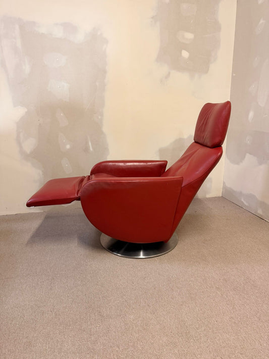 Roter Jori Relaxsessel mit Liegefunktion aus Leder