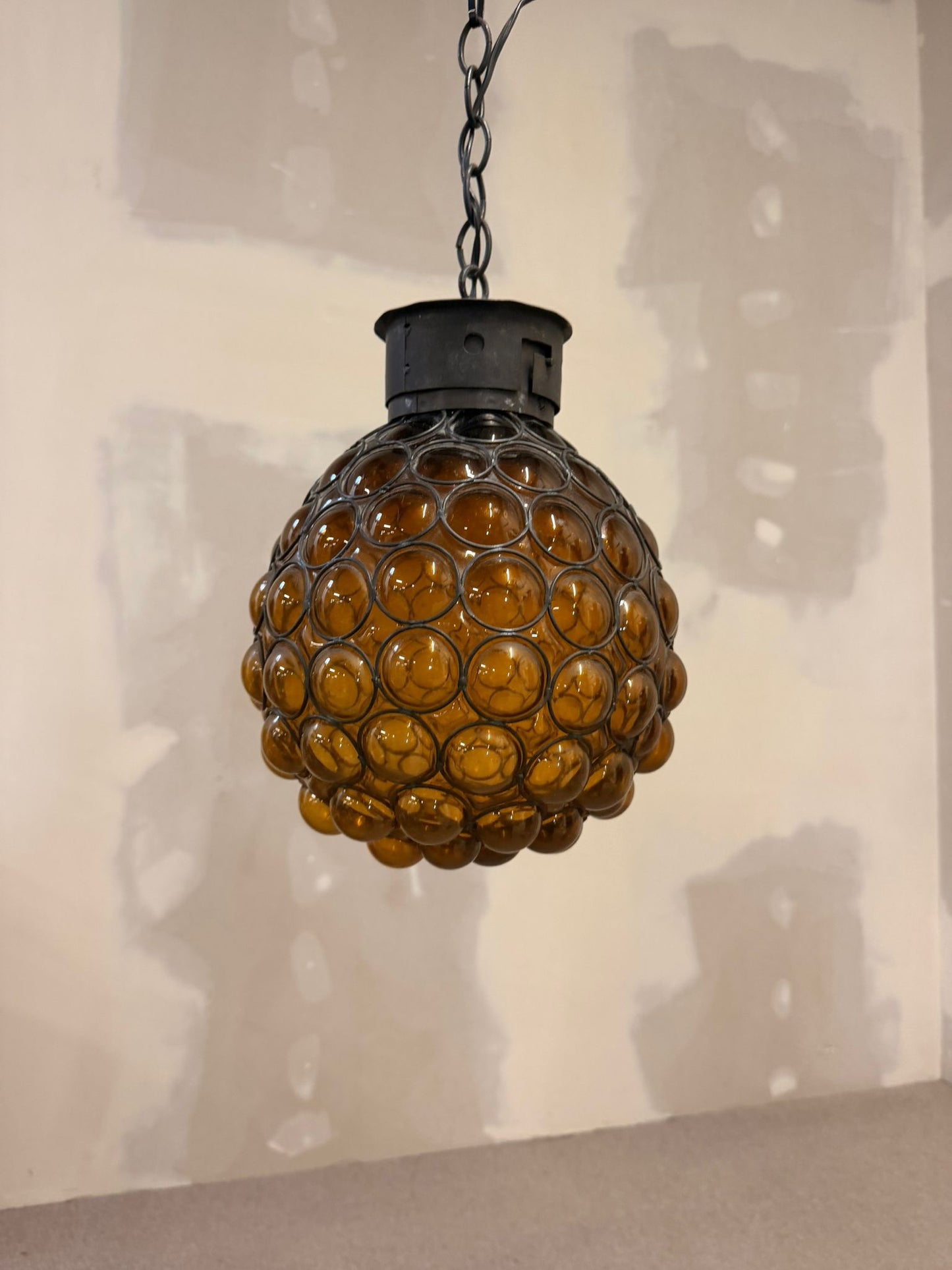 Italienische Design Hängelampe bernsteinfarbenem Muranoglas