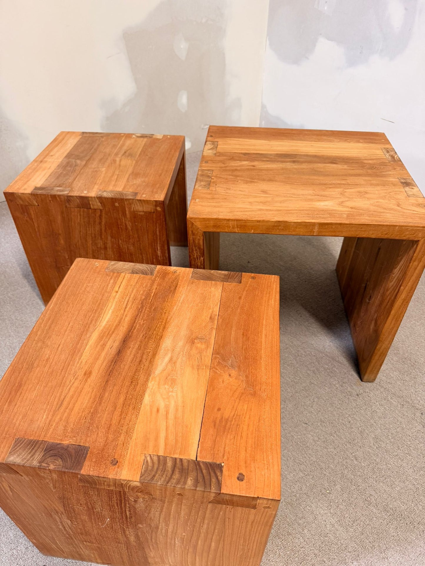 3er Set Massivholz Satztische Beistelltische