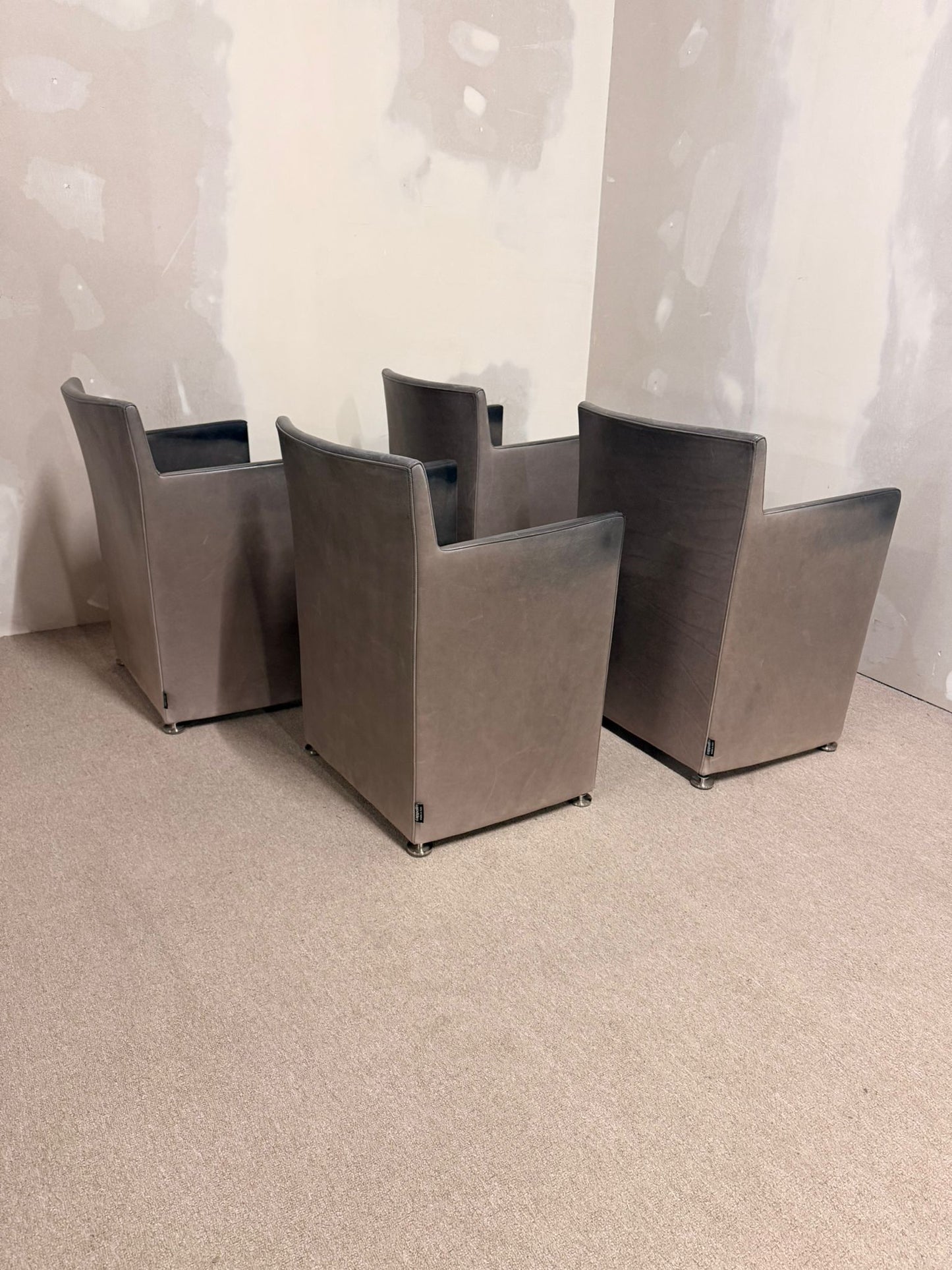 Italienische Design Leder Armlehnstühle Grau von Cappellini