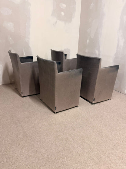 Italienische Design Leder Armlehnstühle Grau von Cappellini