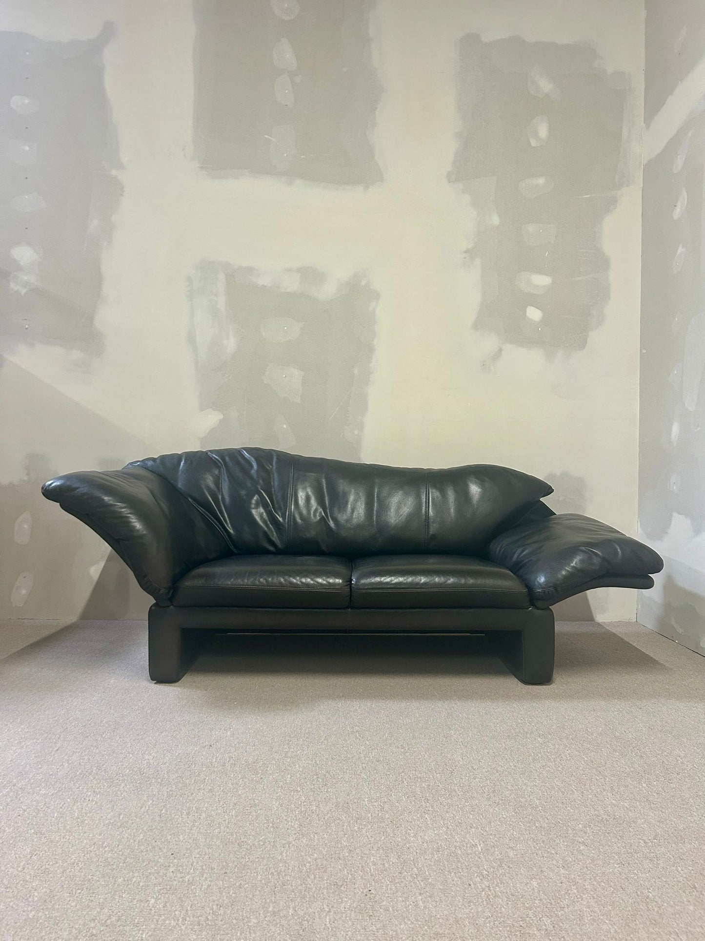 Brühl Prelude Designer Leder Sofa 3-sitzer Echtleder schwarz