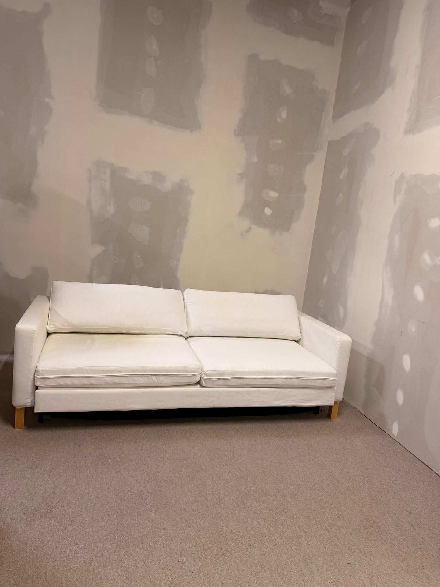 Ikea Sofa Karlstad 3-Sitzer Bettsofa weisse Stoffbezüge