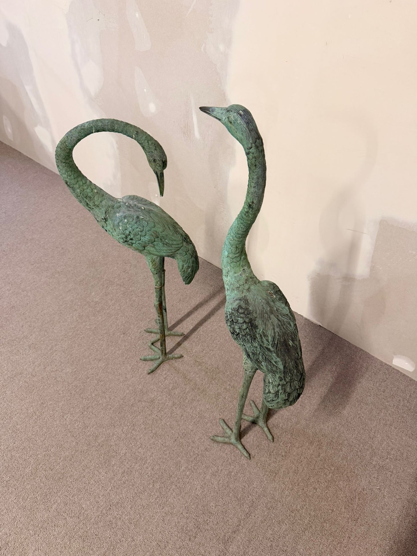 2 Reiher/ Kraniche aus Bronze, aus Italien 60er Jahre