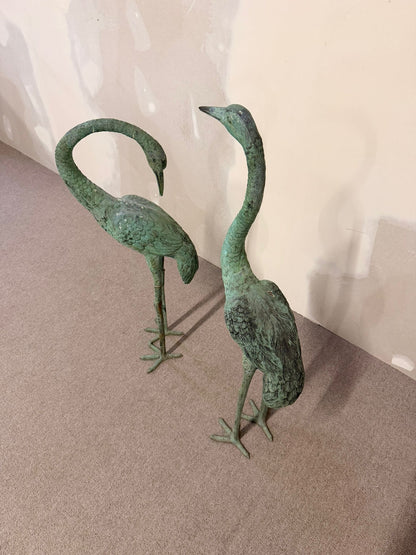 2 Reiher/ Kraniche aus Bronze, aus Italien 60er Jahre
