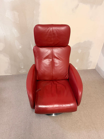 Roter Jori Relaxsessel mit Liegefunktion aus Leder