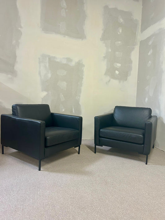 Sessel Domino SITS Schwarz Leder Metallbeine 2x Relaxsessel