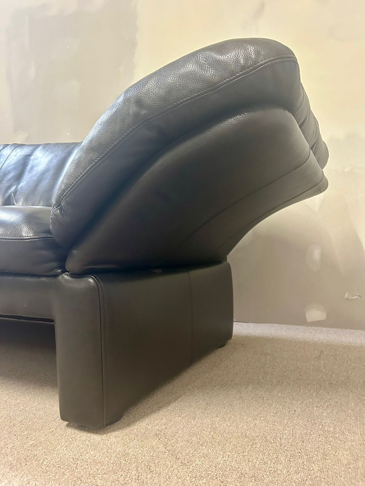 Brühl Prelude Designer Leder Sofa 3-sitzer Echtleder schwarz