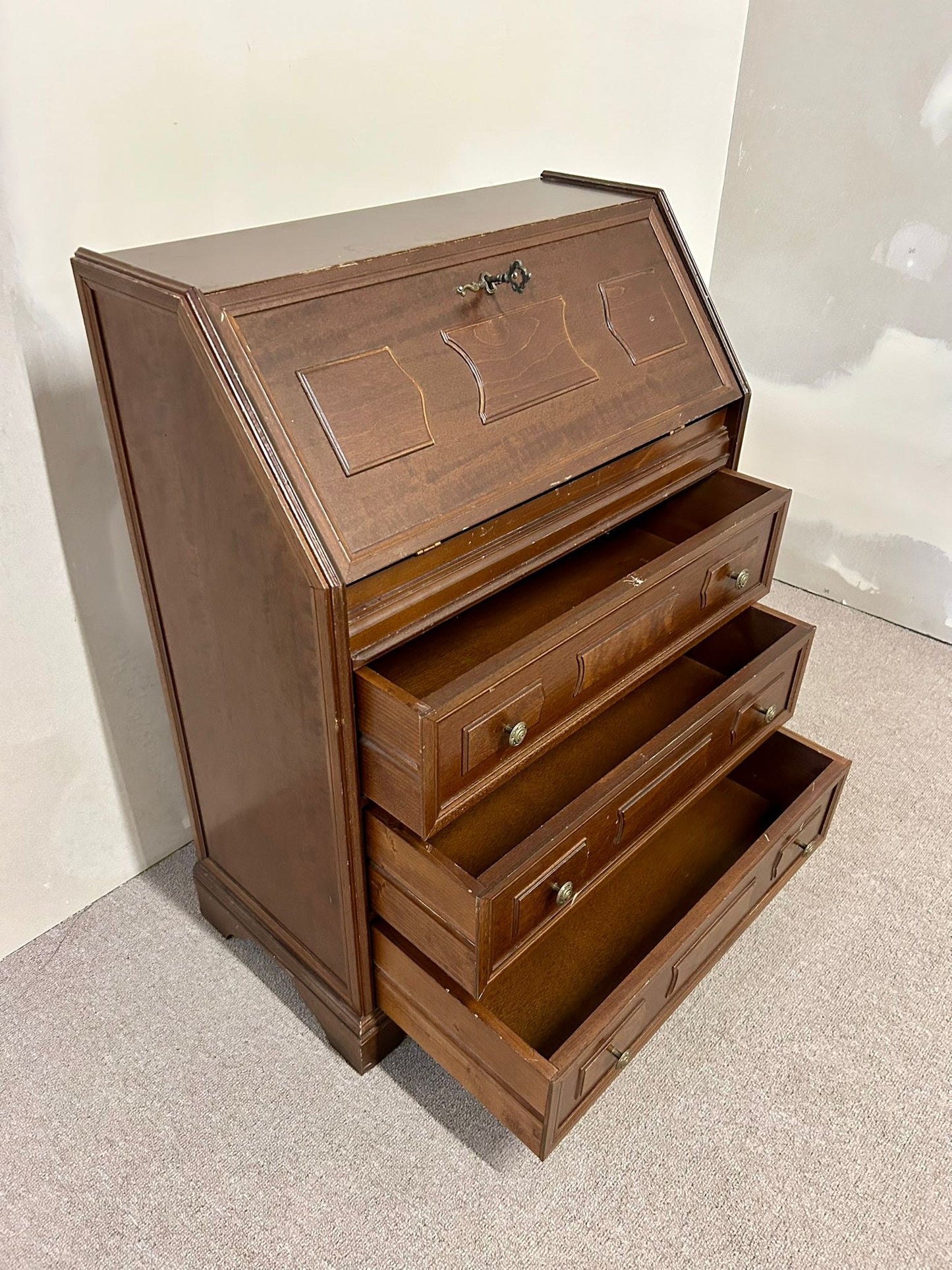 Antiker Sekretär Schreibtisch Holz mit Schubladen Vintage
