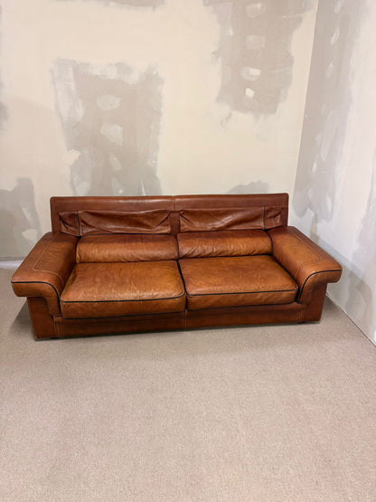 Vintage Sofa aus Leder von Josef Gobet in Cognacfarbe, Retro