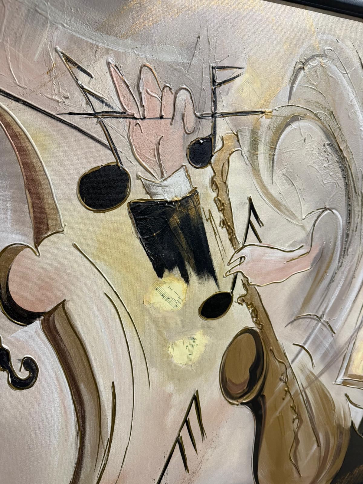 Gerahmtes Gemälde mit Jazz Motiv, Musik Kunstwerk, Bild