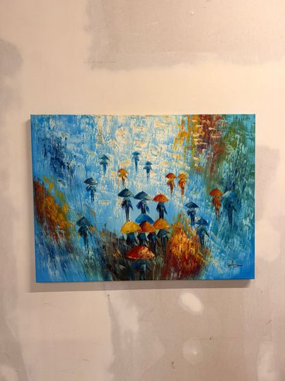 Leinwand Regen Kunstwerk angelehnt an Olha Darchuk