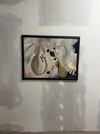 Gerahmtes Gemälde mit Jazz Motiv, Musik Kunstwerk, Bild
