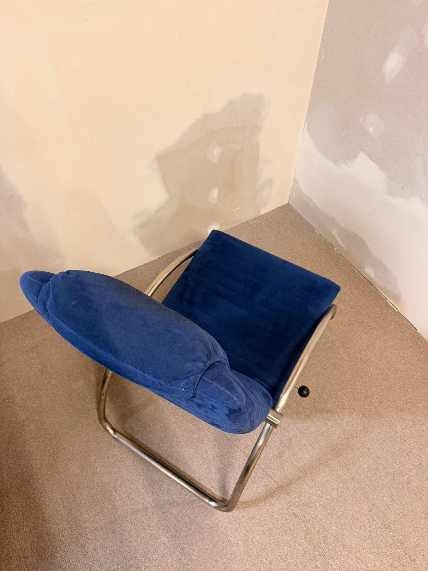Blaue skandinavische verstellbare Relaxliege Sessel von 1980