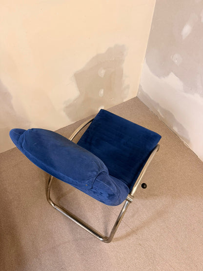Blaue skandinavische verstellbare Relaxliege Sessel von 1980