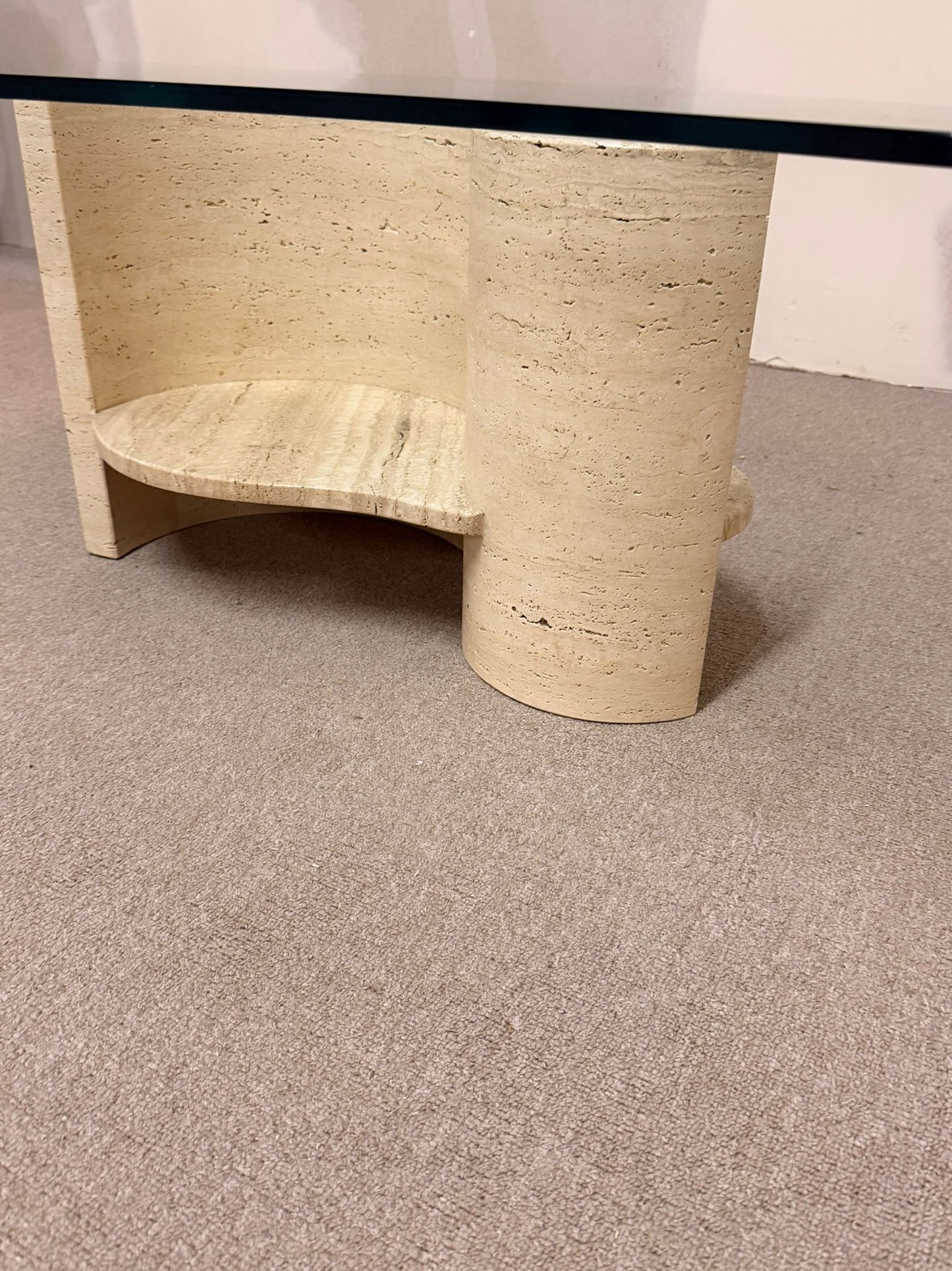 Travertin Couchtisch mit Glasplatte Coffee Table