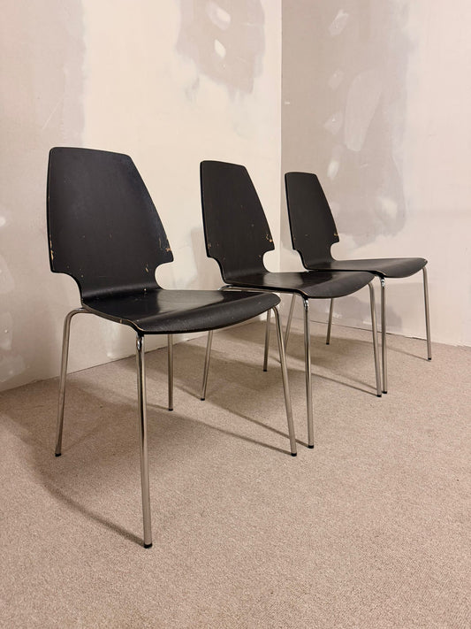 3x Ikea Vilmar Stuhl in schwarz, stapelbar