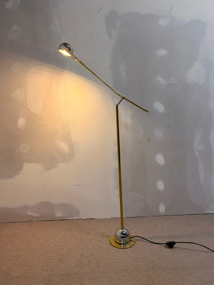 Stylische vintage Stehlampe, Gold/Chrome aus Messing