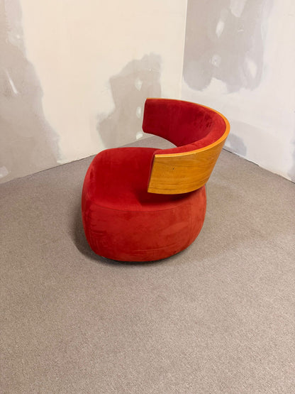 Boom Designer Sessel mit Rückenlehne Massivholz Buche rot