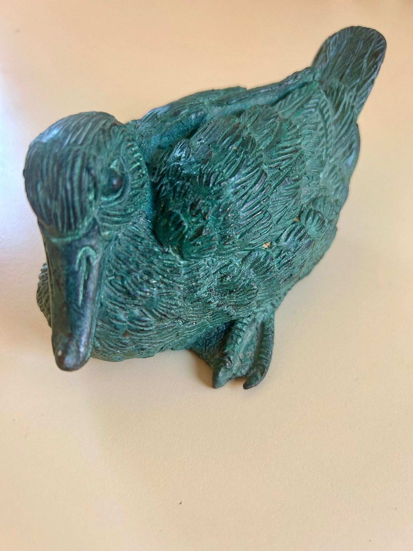 Vintage Deko-Ente aus Bronze in Grün, für Haus oder Garten