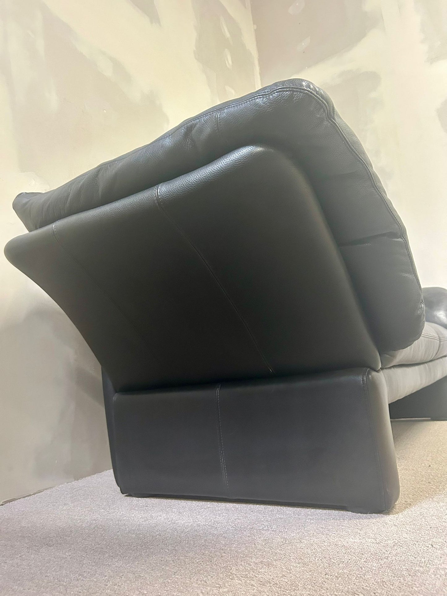 Brühl Prelude Designer Leder Sofa 3-sitzer Echtleder schwarz