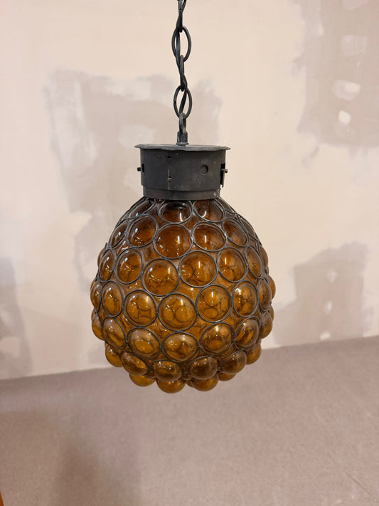 Italienische Design Hängelampe bernsteinfarbenem Muranoglas