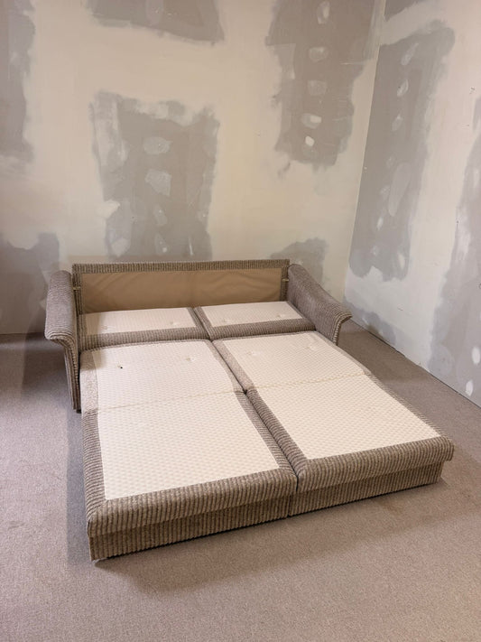 Retro vintage Cord Schlafsofa / Bettsofa ausziehbar, beige