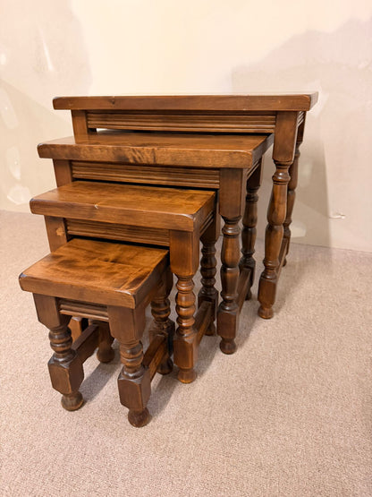 4er Satz Holztische Satztisch im spanischen Stil Massivholz