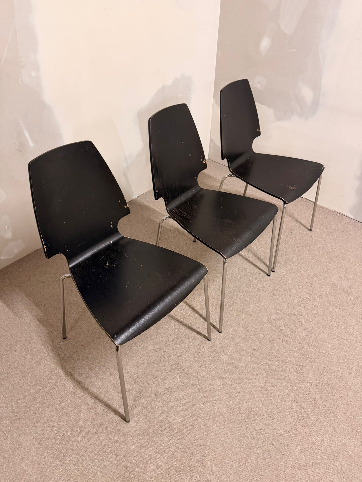 3x Ikea Vilmar Stuhl in schwarz, stapelbar