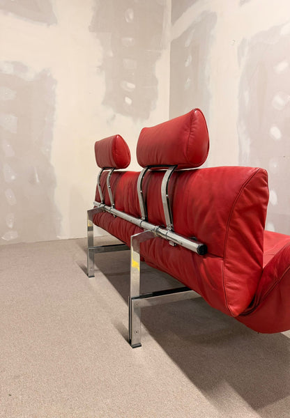 Rotes De Sede DS-140 Zweisitzer Sofa aus Leder