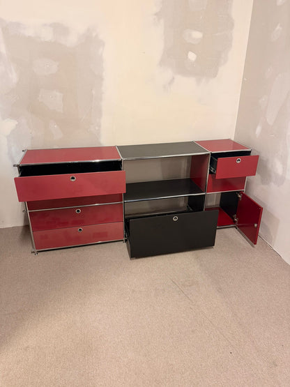 Interio Quadro (USM Büromöbel Style) Sideboard rot/schwarz