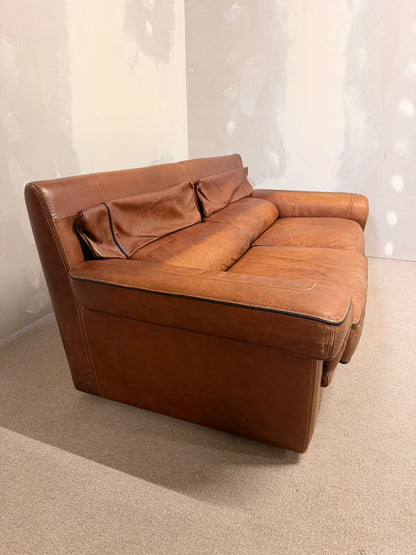 Vintage Sofa aus Leder von Josef Gobet in Cognacfarbe, Retro