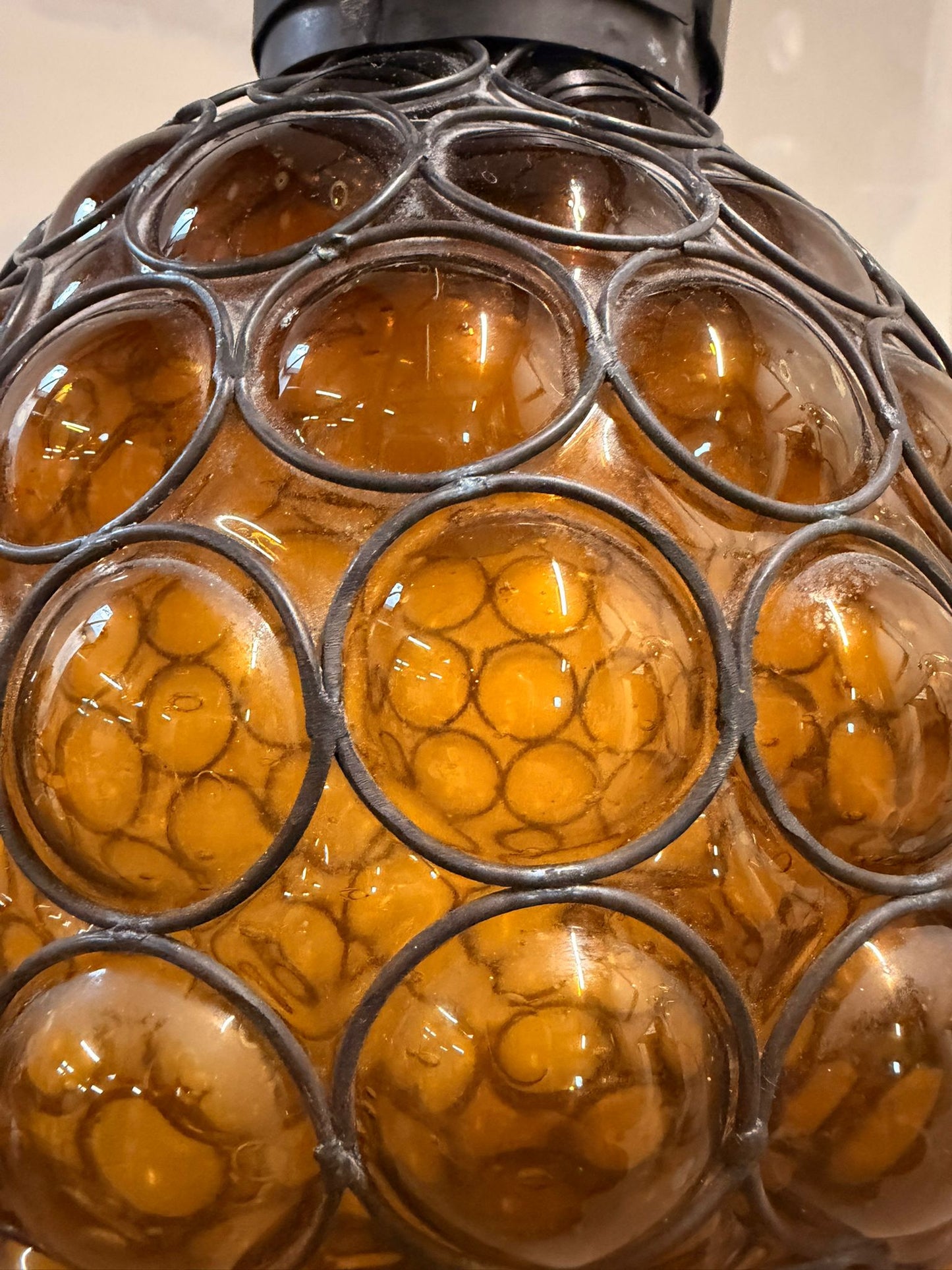 Italienische Design Hängelampe bernsteinfarbenem Muranoglas