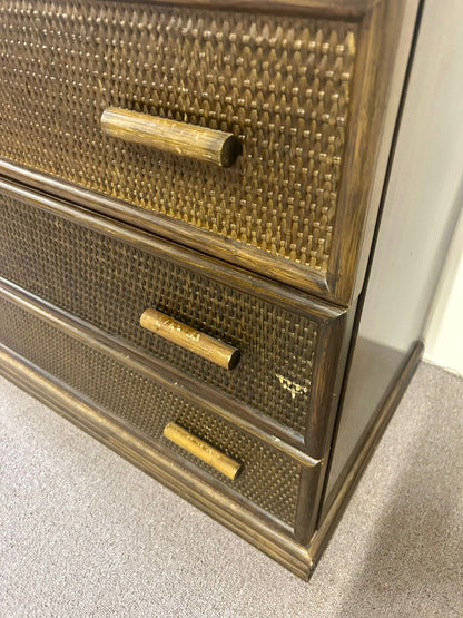 Vintage Rattan Bambus Kommode 3 Schubladen
