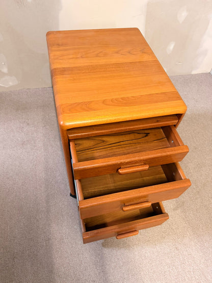 Vintage Teakholz Rollcontainer mit 4 Schubladen 1 Ablagefach