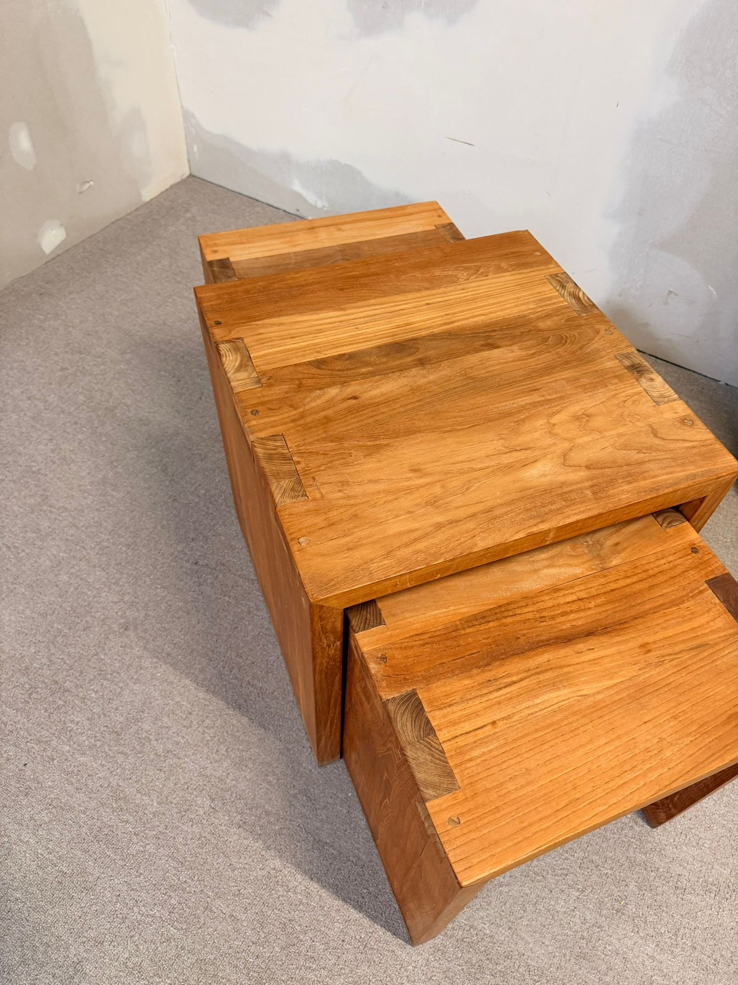 3er Set Massivholz Satztische Beistelltische