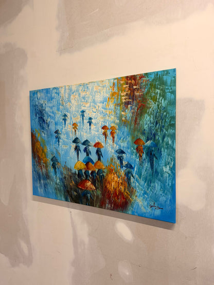 Leinwand Regen Kunstwerk angelehnt an Olha Darchuk