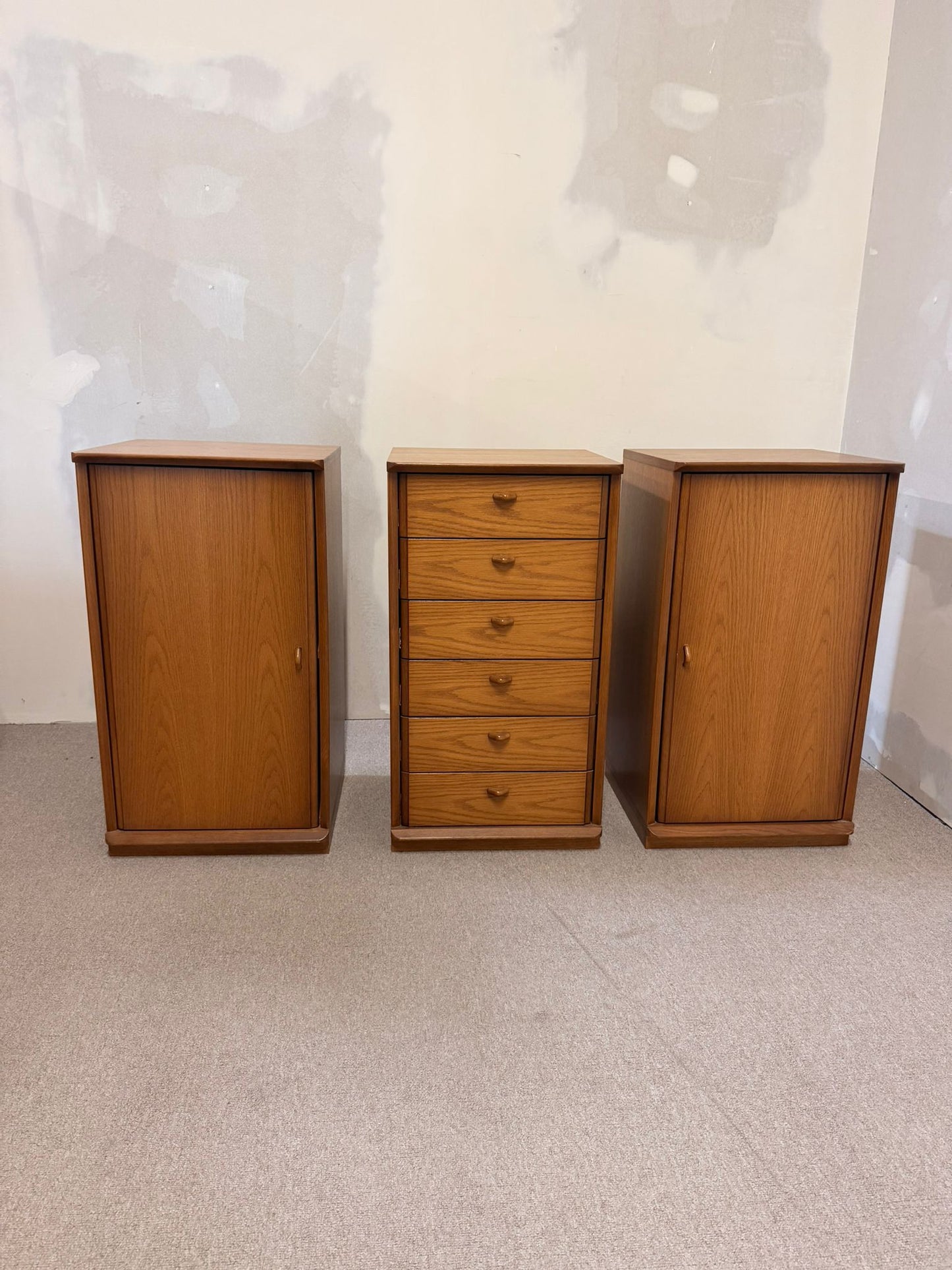 3 tlg. Mid Century Eiche Kommode Sideboard Schweizer Produkt