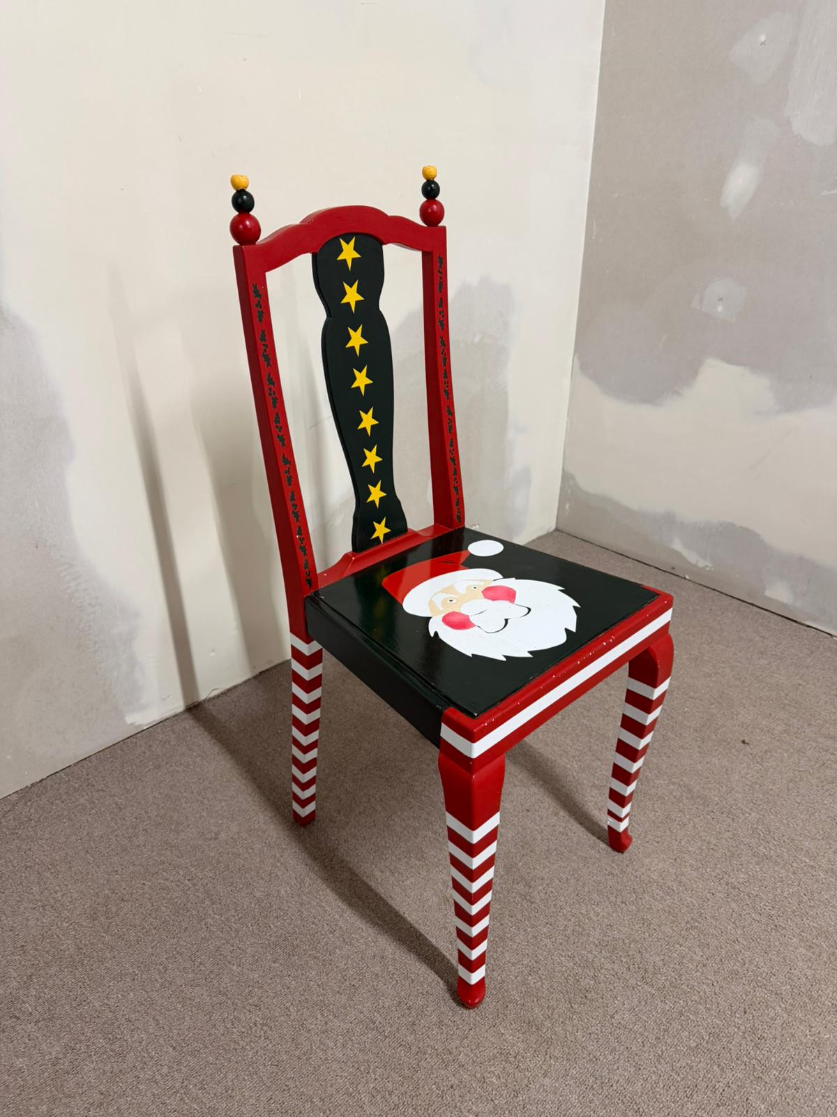 Weihnachtlicher Stuhl aus Holz, Nikolaus,Weihnachtsmann,Deko